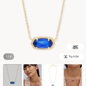 Kendra Scott Elisa Gold Pendant Necklace in Cobalt
